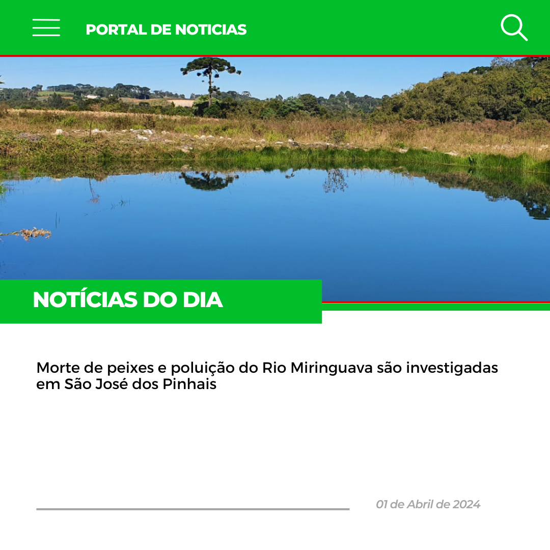 Poluição e Morte de Peixes investigada em São José dos Pinhais