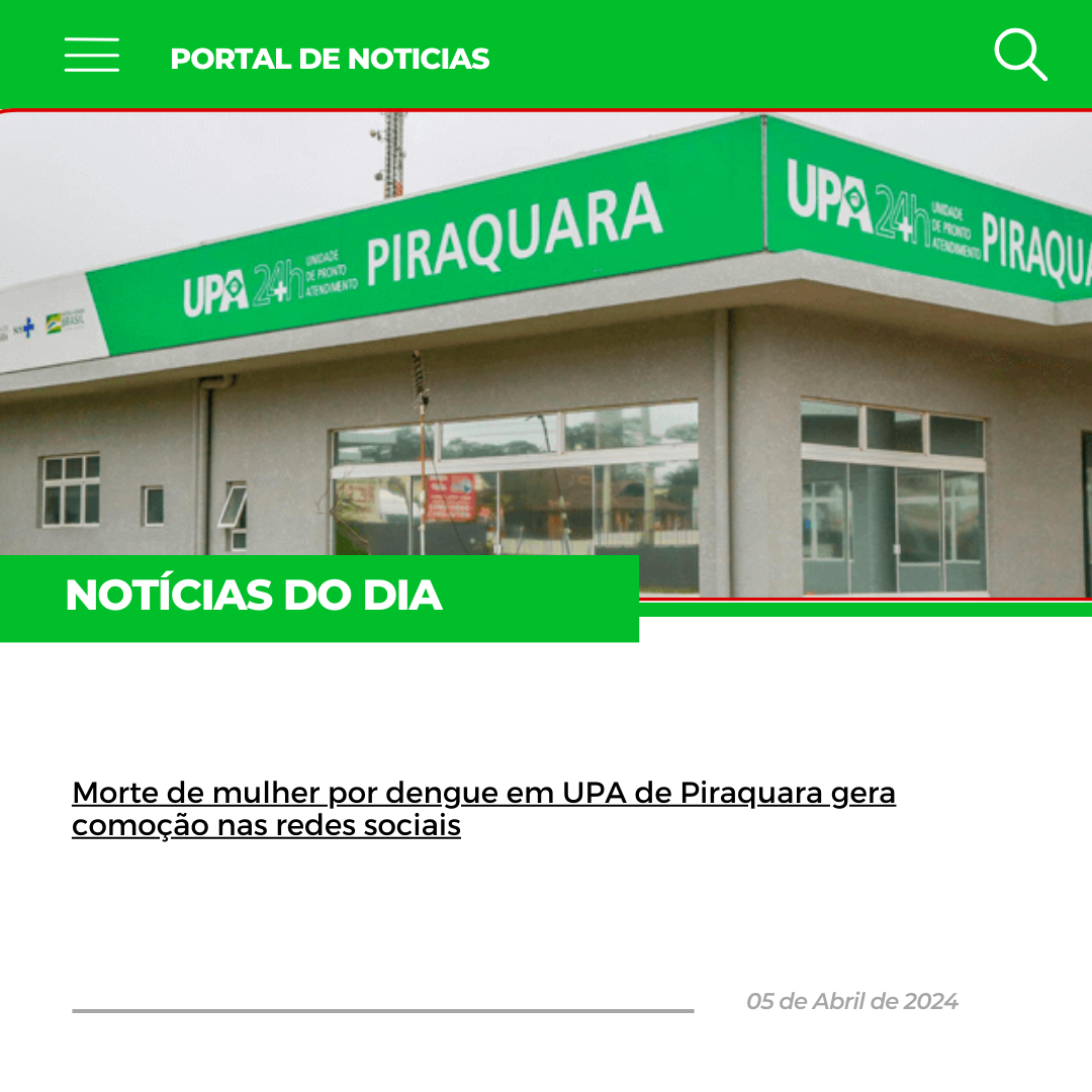 Morte de mulher por dengue em UPA de Piraquara gera comoção nas redes sociais.