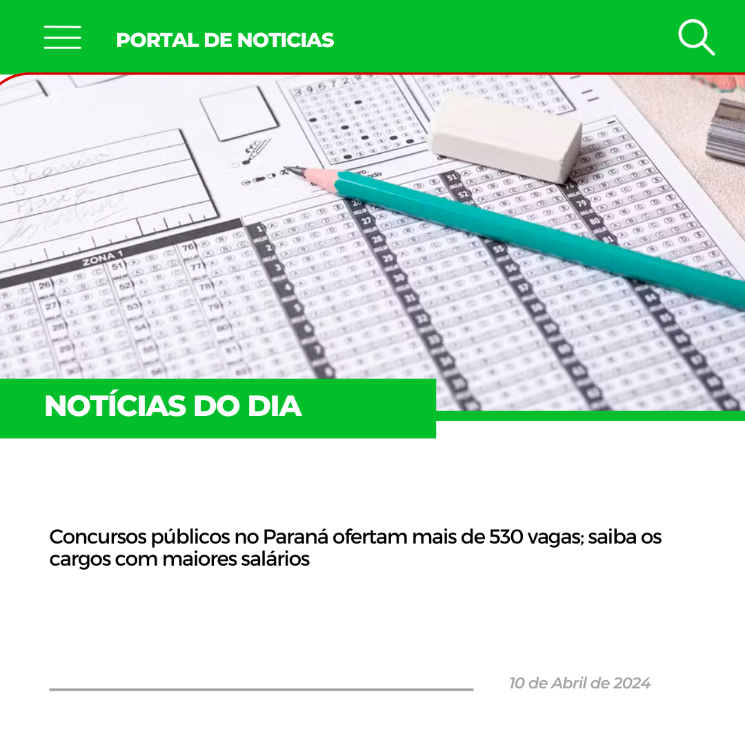 Concursos públicos no Paraná ofertam mais de 530 vagas; saiba os cargos com maiores salários