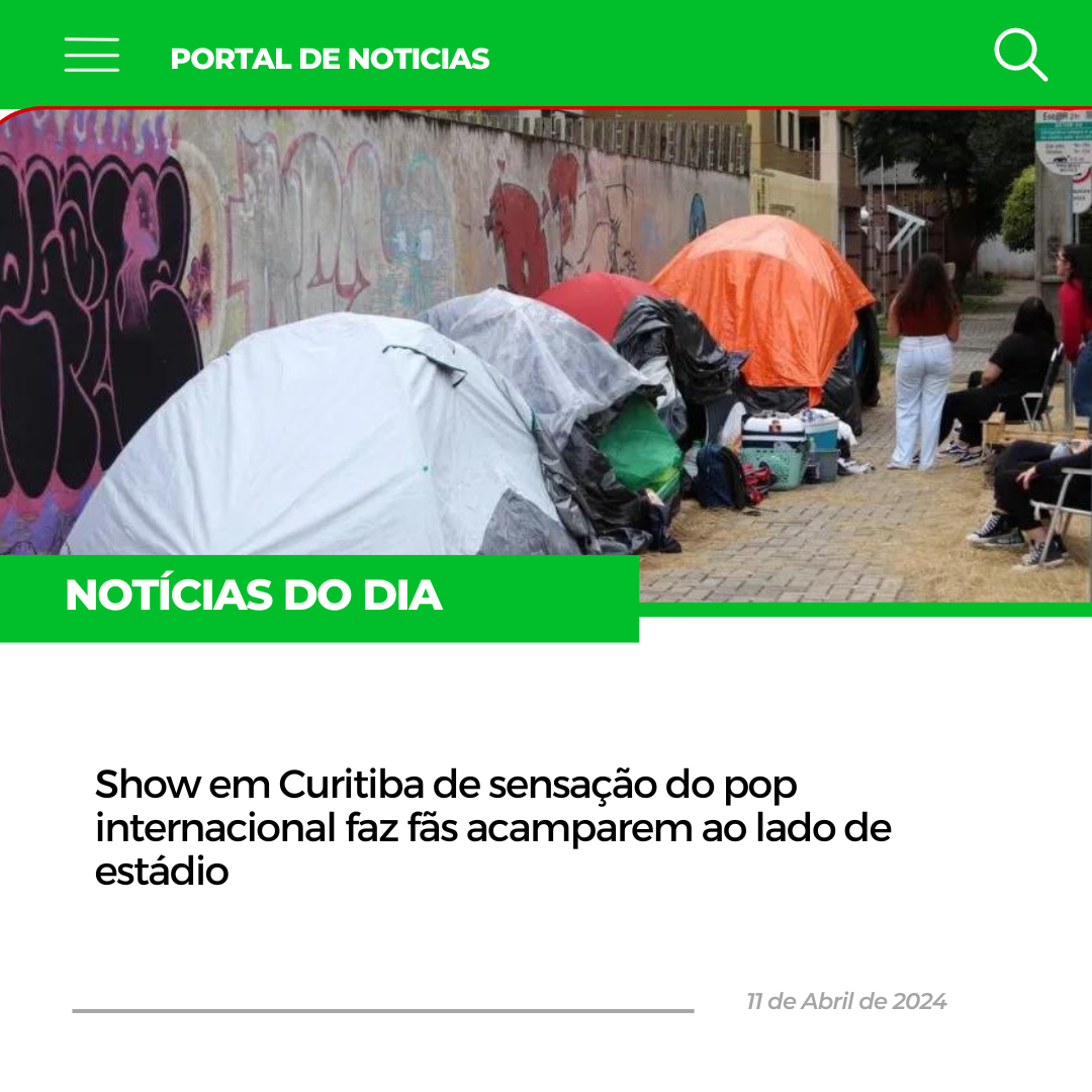 Show em Curitiba de sensação do pop internacional faz fãs acamparem ao lado de estádio reservados.