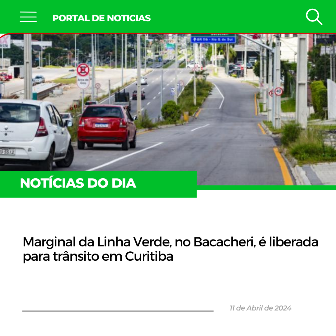 Marginal da Linha Verde, no Bacacheri, é liberada para trânsito em Curitiba